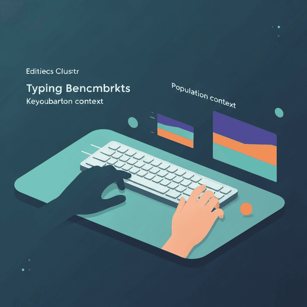 Illustration. Average Typing Speed: How to Interpret Headlines Without Mis-hiring Yourself — Typing benchmarks — Type Faster