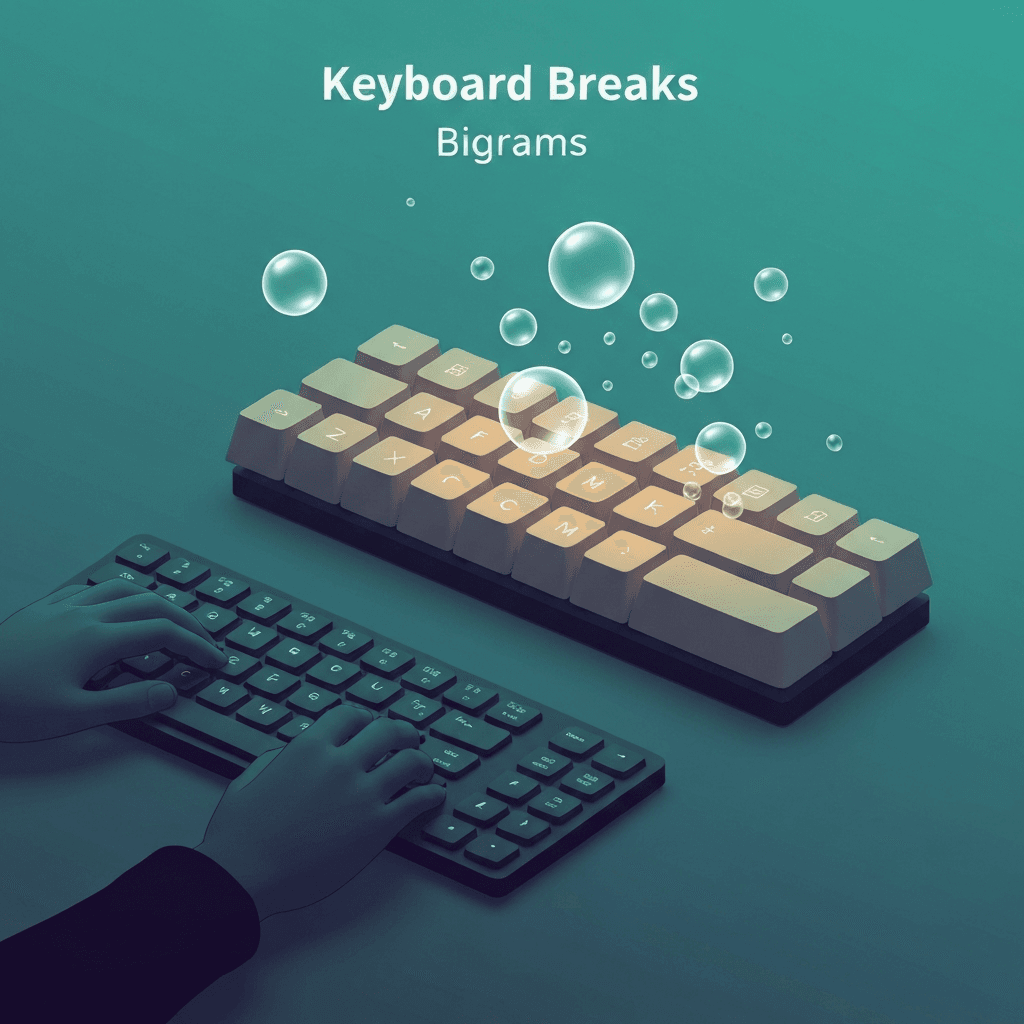 Illustration. Bigram Breeze: Two-Letter Flow Typing Game — Keyboard Breaks — Type Faster