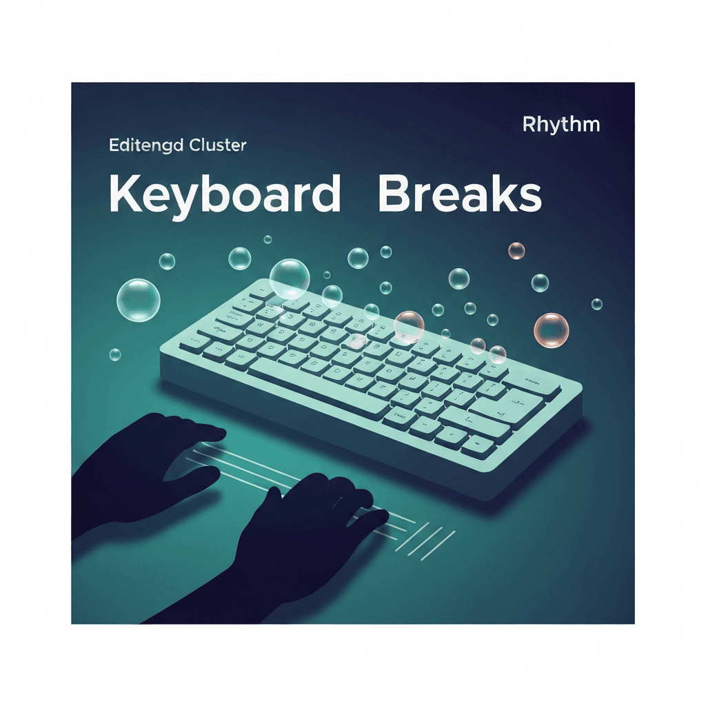 Illustration. Calm Typing Breaks: Rhythm Typing Games for Bubbles, Home Row, and Breath — Keyboard Breaks — Type Faster