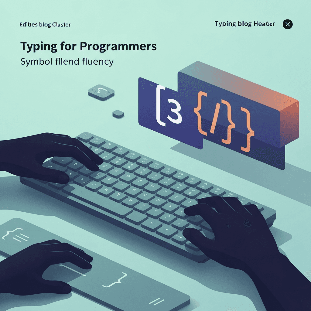 Illustration. Developer Typing Symbols Drills: Brackets, Operators, and Punctuation — Typing for Programmers — Type Faster