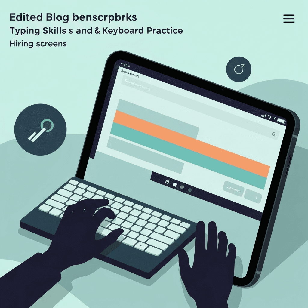Illustration. Employer Typing Test Pass Thresholds: WPM, Errors, and Duration in One View — Typing benchmarks — Type Faster