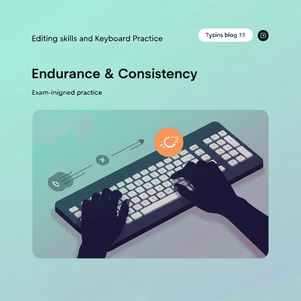 Illustration. English Typing Paragraph Practice: Pick Passages That Match Your Exam — Endurance & Consistency — Type Faster