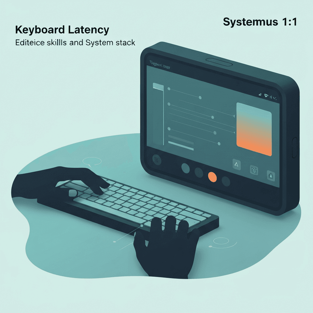 Illustration. Input Lag Test: Keyboard Path vs Display Pipeline — Keyboard Latency — Type Faster
