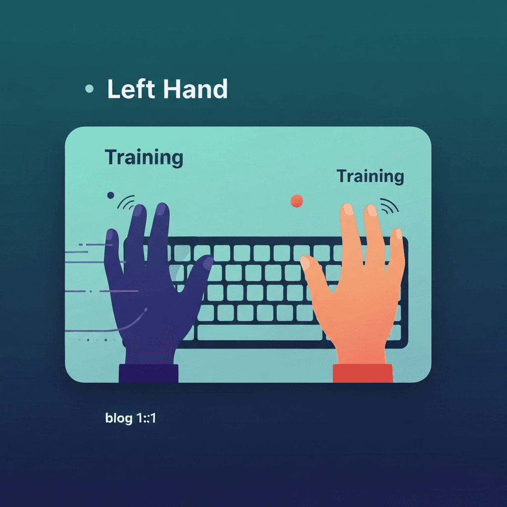Illustration. Left-Hand Typing for Hand Symmetry and Balanced Speed — Left Hand — Type Faster