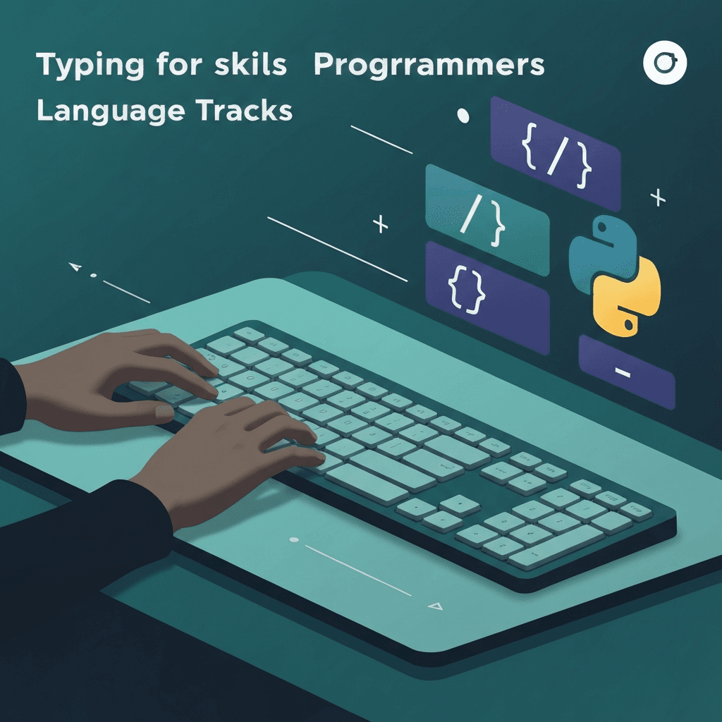 Illustration. Python Typing Test: Symbol-Heavy Lines and Locked Track Practice — Typing for Programmers — Type Faster