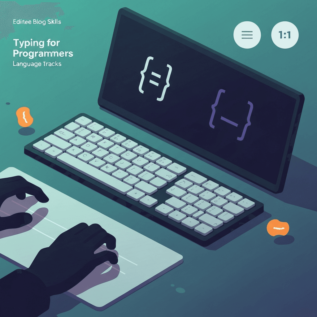 Illustration. Swift Typing Test: Symbol-Heavy Code Lines and Locked Track Practice — Typing for Programmers — Type Faster