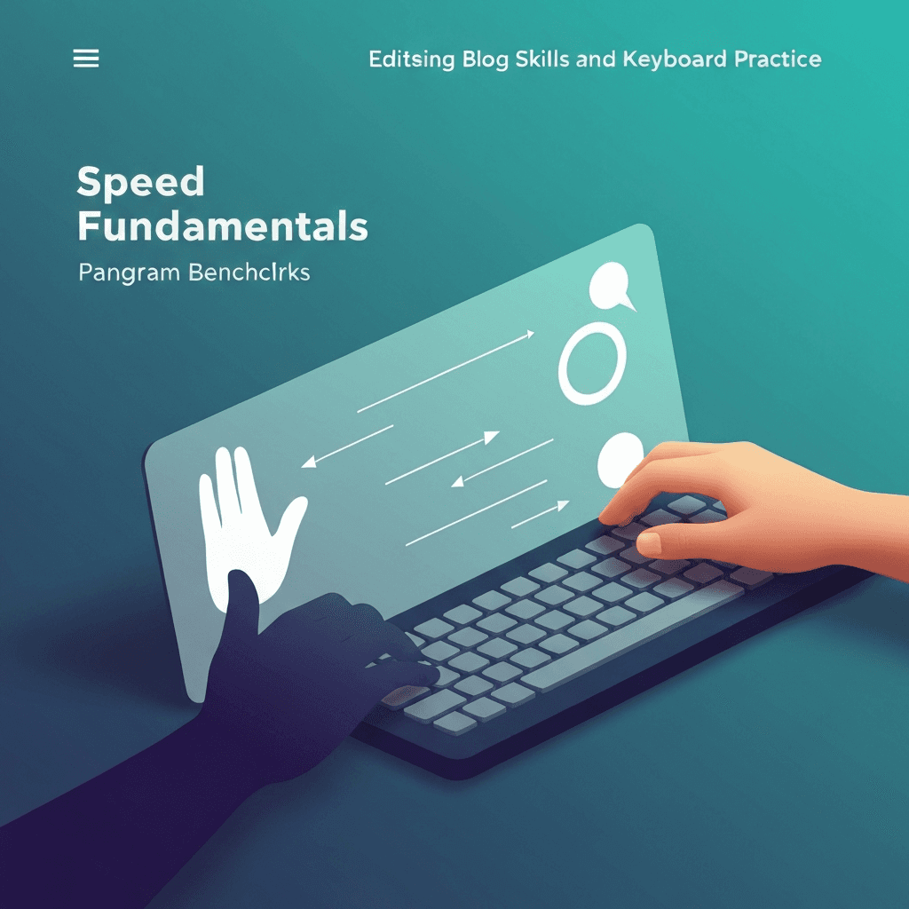 Illustration. Quick Brown Fox Typing Test: Shorter Drills That Still Transfer — Speed Fundamentals — Type Faster