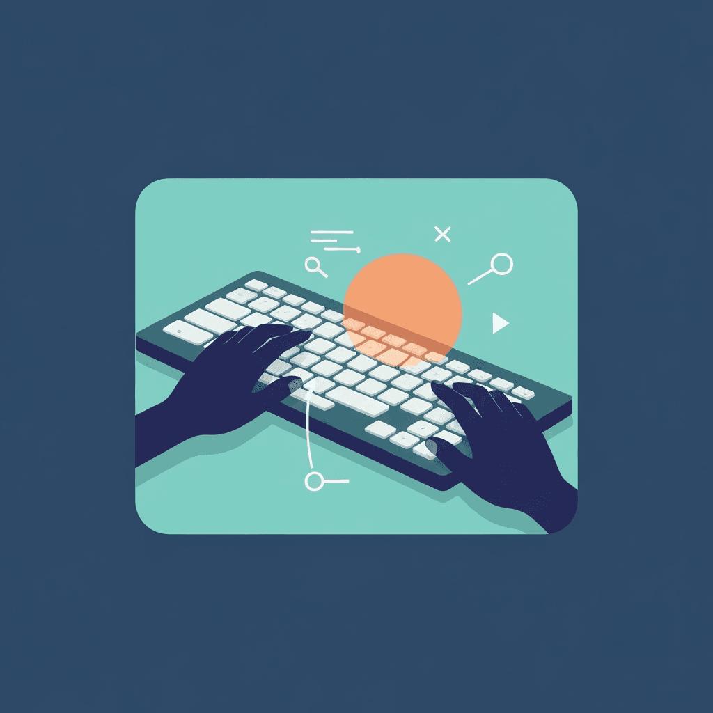 Illustration. Right-Hand Typing for Remote Work: Short Tests Between Calls — Right Hand — Type Faster