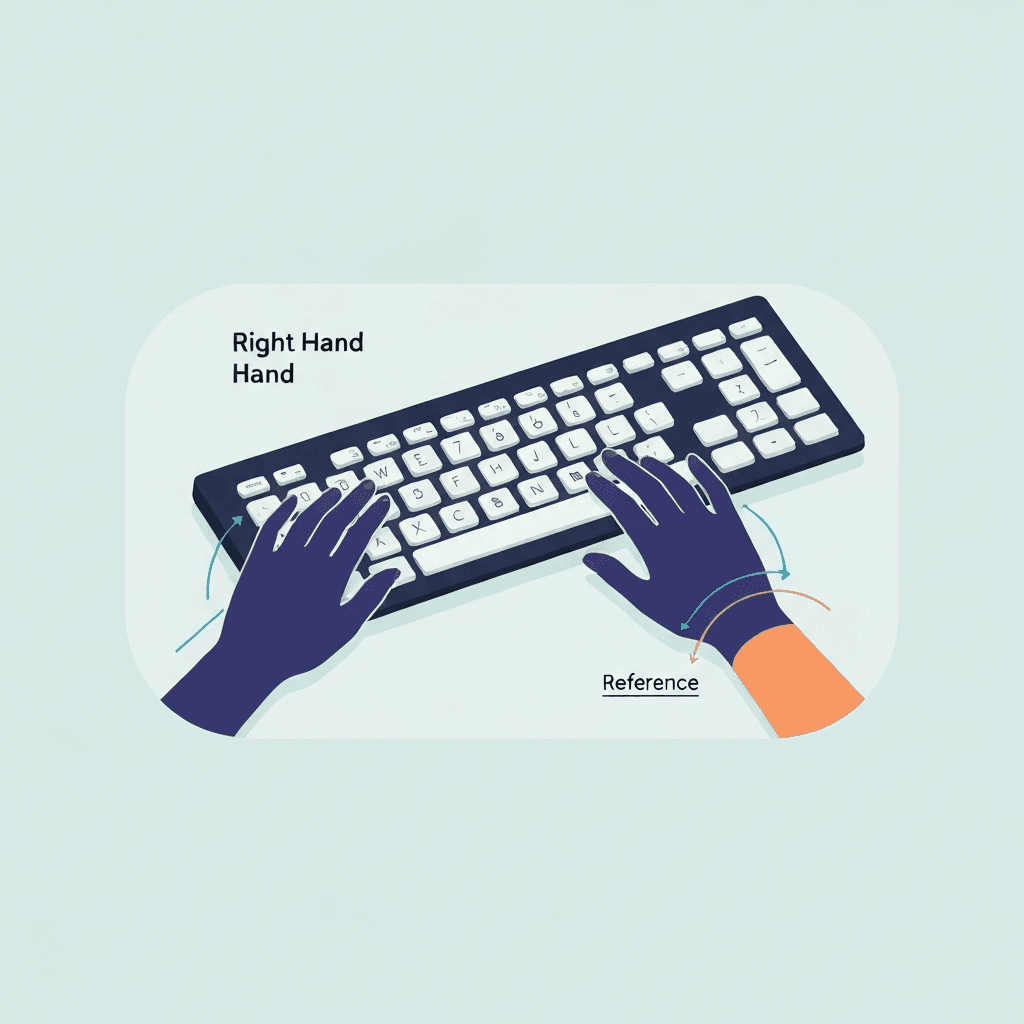 Illustration. Right-Hand Zone Letter List for US QWERTY Keyboards — Right Hand — Type Faster