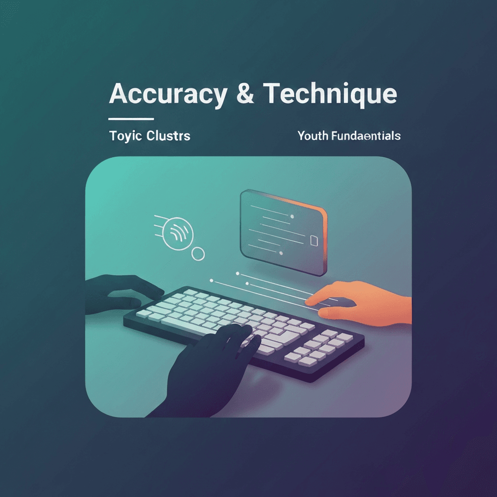 Illustration. Touch Typing Practice for Kids and Teens — Accuracy & Technique — Type Faster