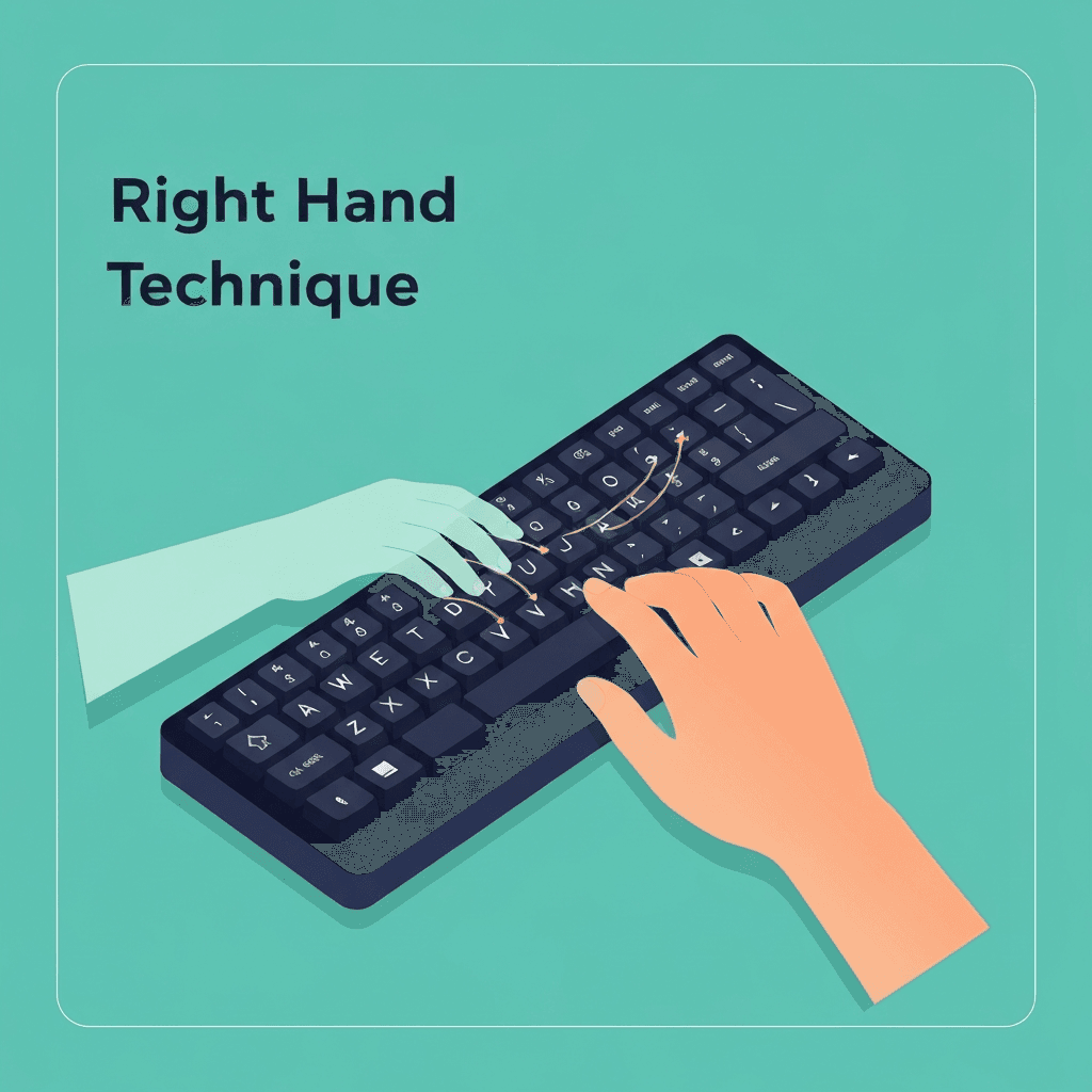 Illustration. Touch Typing Right-Hand Home Row: H, J, K, L Drills — Right Hand — Type Faster