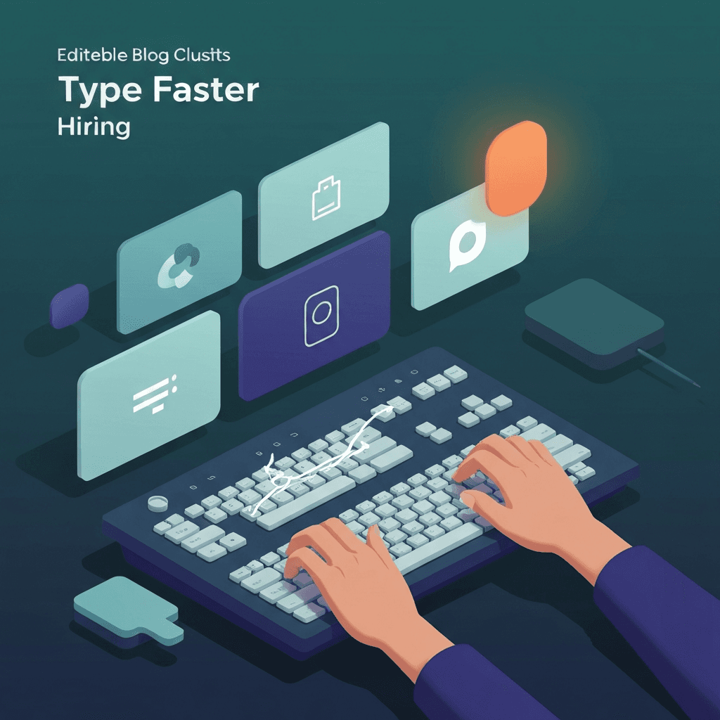 Illustration. Employer Typing Assessments on Type Faster Hire — Type Faster — Type Faster