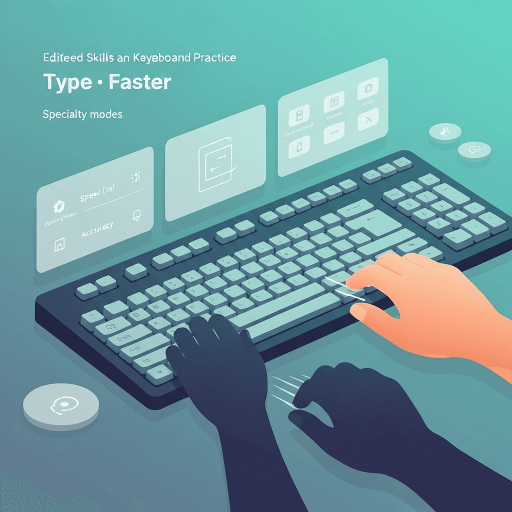 Illustration. Programmer and Specialty Typing Modes on Type Faster — Type Faster — Type Faster