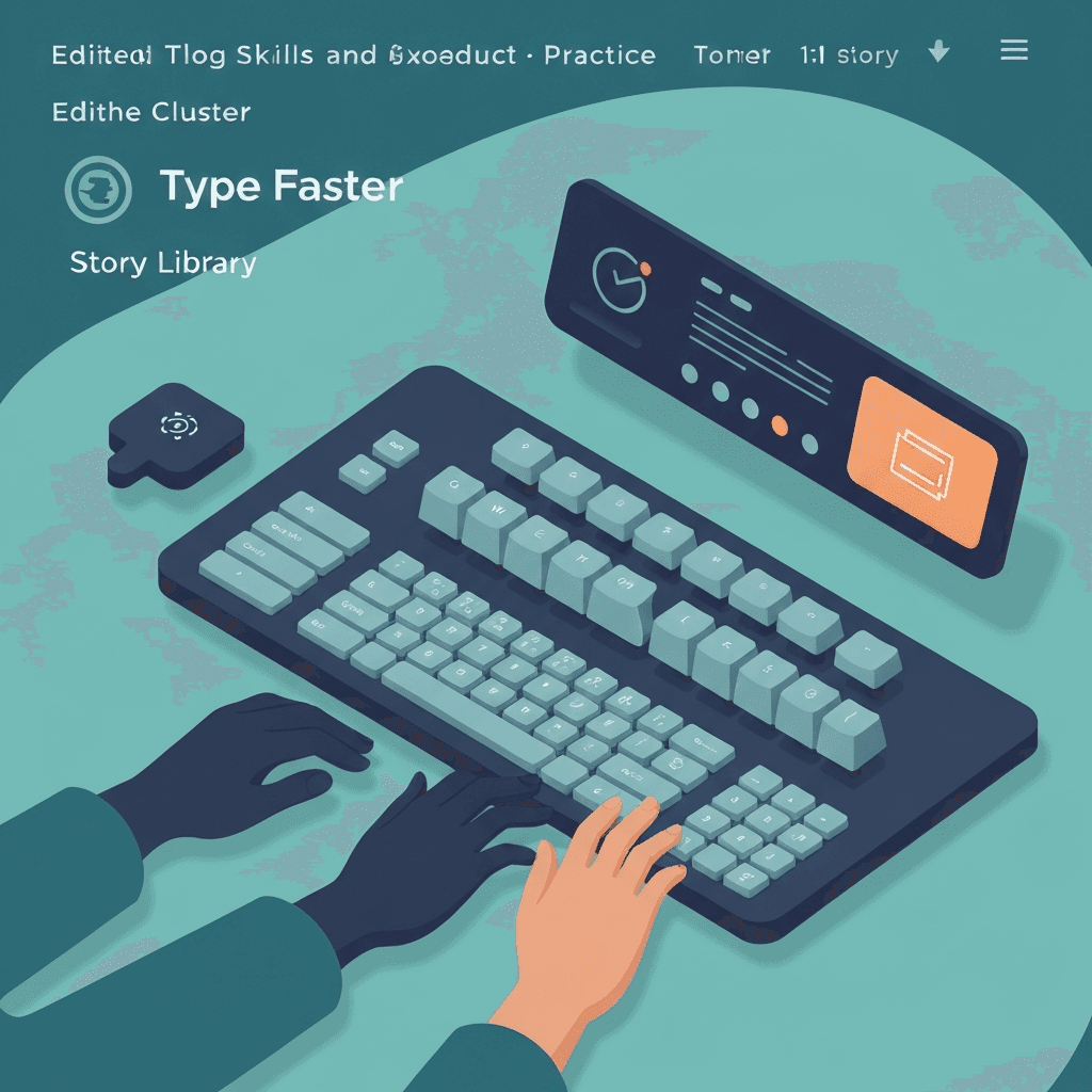 Illustration. Story Library Typing on Type Faster: Public-Domain Chapters in the Browser — Type Faster — Type Faster