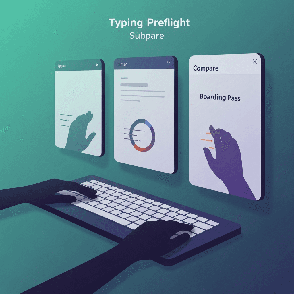 Illustration. Typing Preflight vs Running Single Keyboard Labs — Typing Preflight — Type Faster