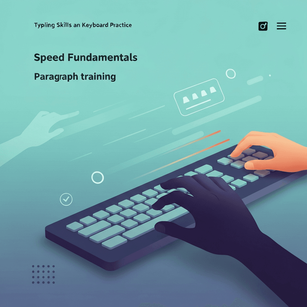 Illustration. Typing Test Paragraph Practice: Strategy for Better Scores — Speed Fundamentals — Type Faster