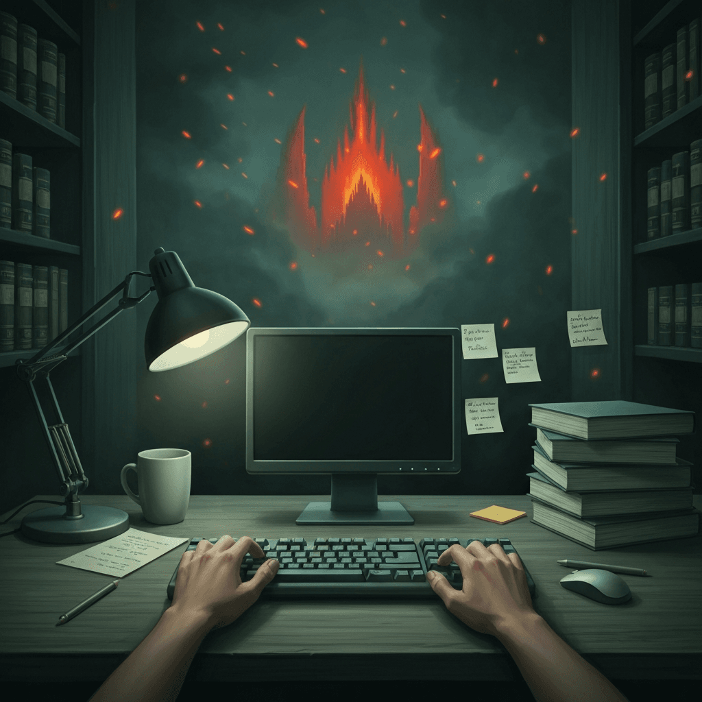 Atmospheric capstone scene for Diablo III five-minute finale drills with no readable text