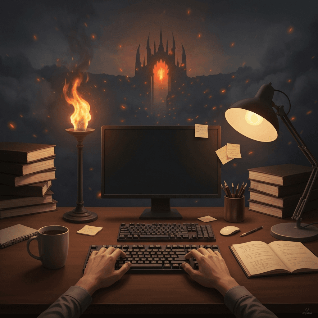 Atmospheric capstone scene for Diablo IV: Lord of Hatred five-minute finale drills with no readable text