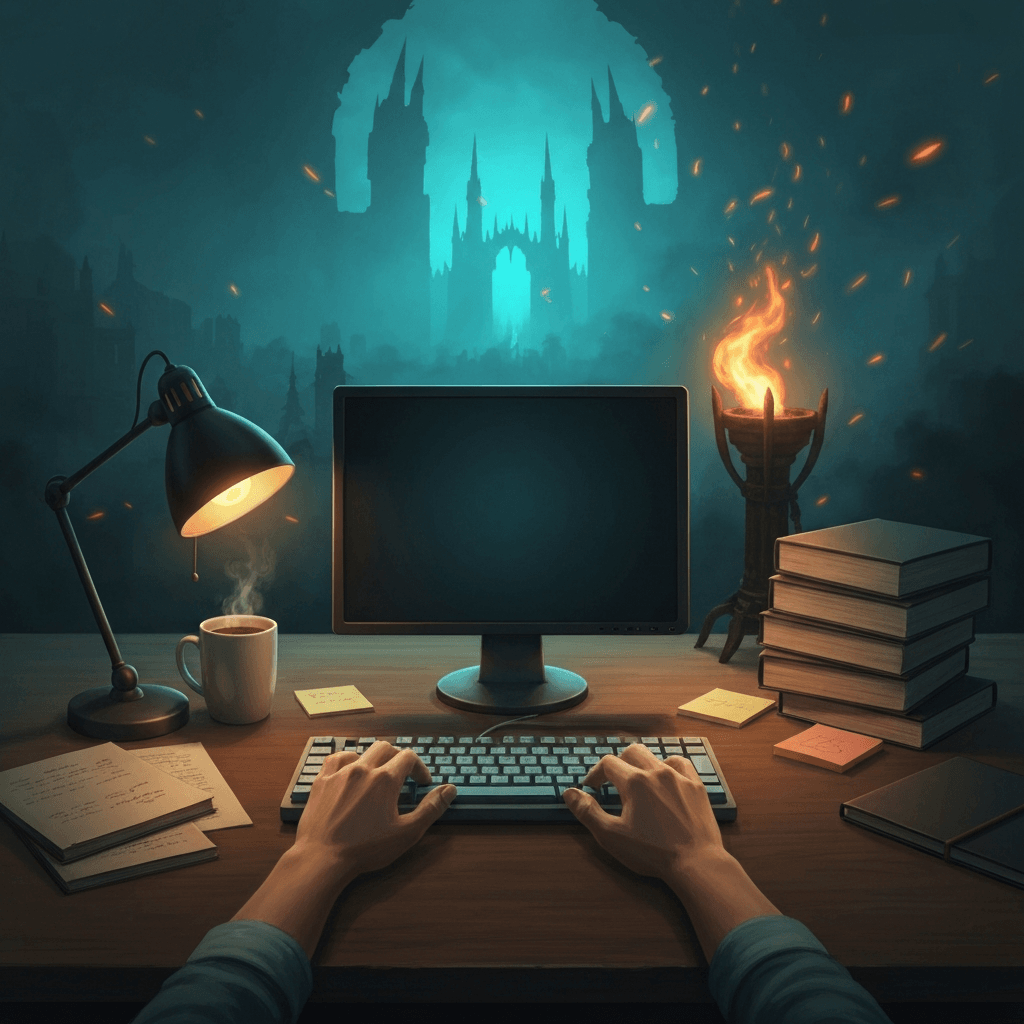 Atmospheric capstone scene for Diablo IV five-minute finale drills with no readable text